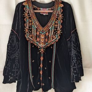 Johnny Was Chiri Swing velvet blouse